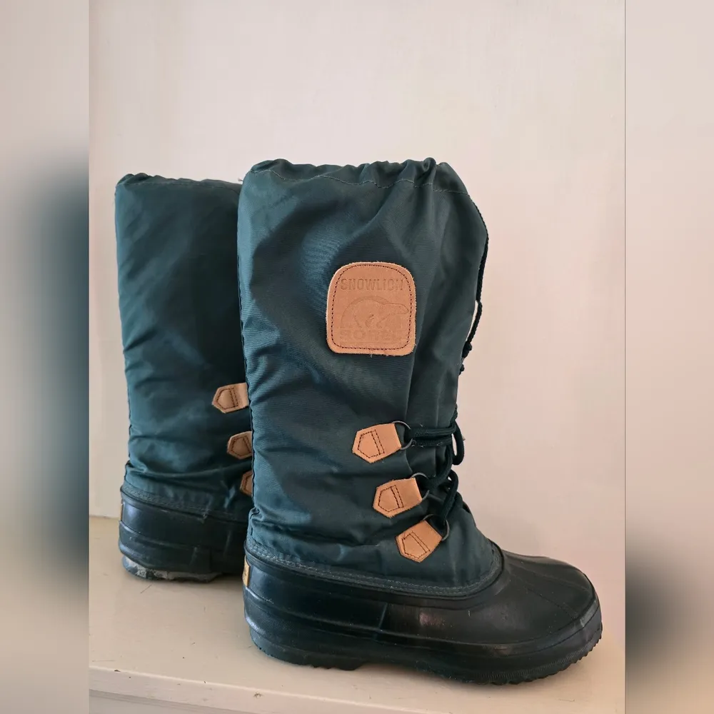 Sorel SnowLion Tall Winter Snow Boots Womens Waterproof Green Nylon - Image 5