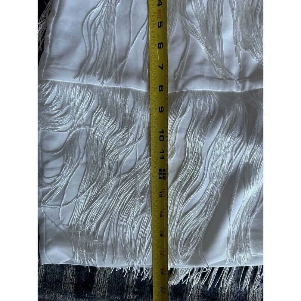 Acoa Skirt & Crop Top Set White Fringed Size Large NEW Nashville Bride Bach - Image 4