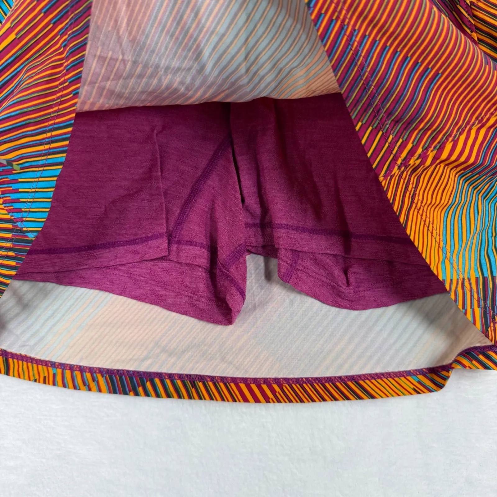 Smartwool S Athletic Skort Skirt Multi Color Striped Built In Shorts Merino Wool - Image 5