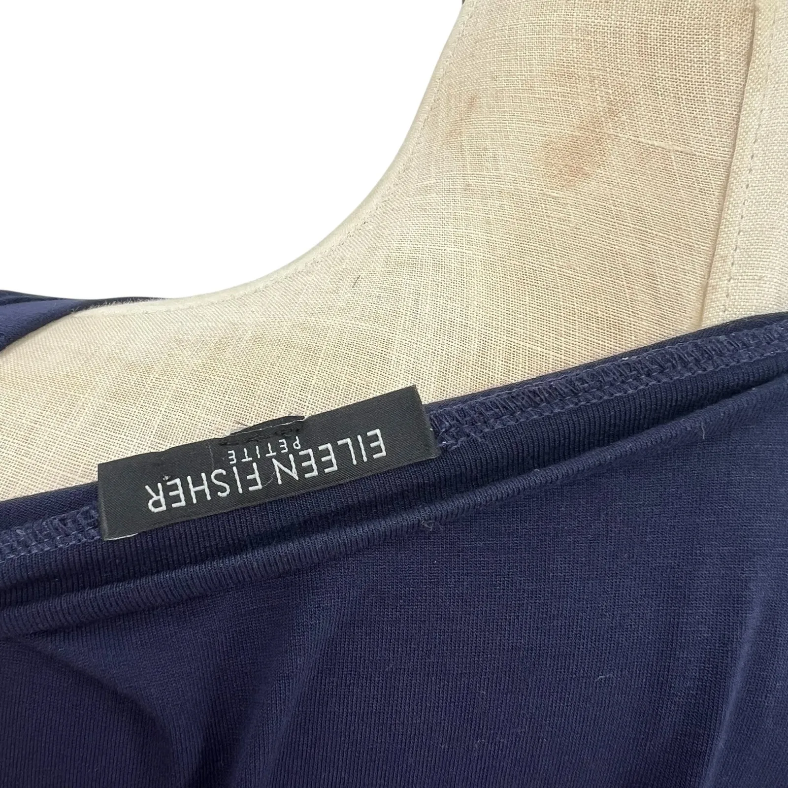 Eileen Fisher Dress Jersey Midi Sheath‎ T-Shirt Short Sleeve Blue Medium Petite - Image 12