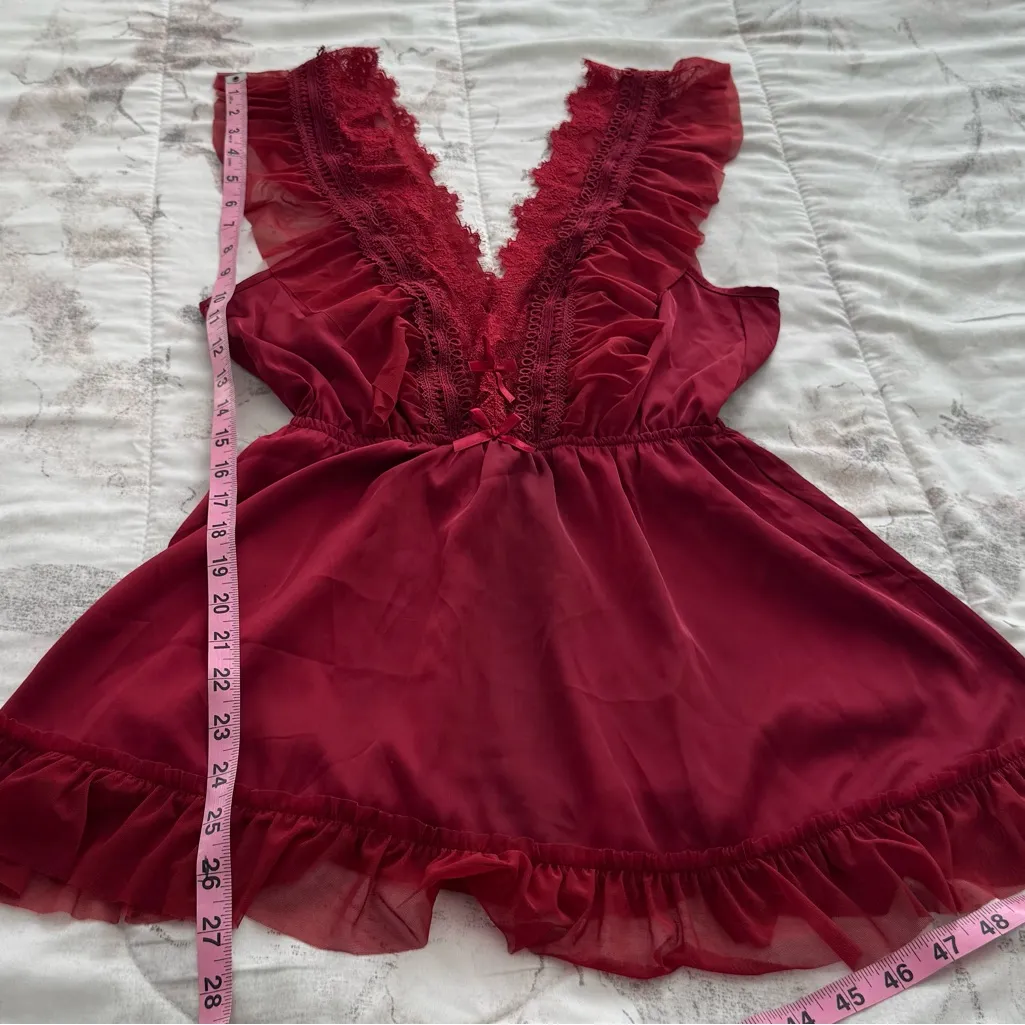 Red Burgundy Lace with bows adjustable waist V - Image 6