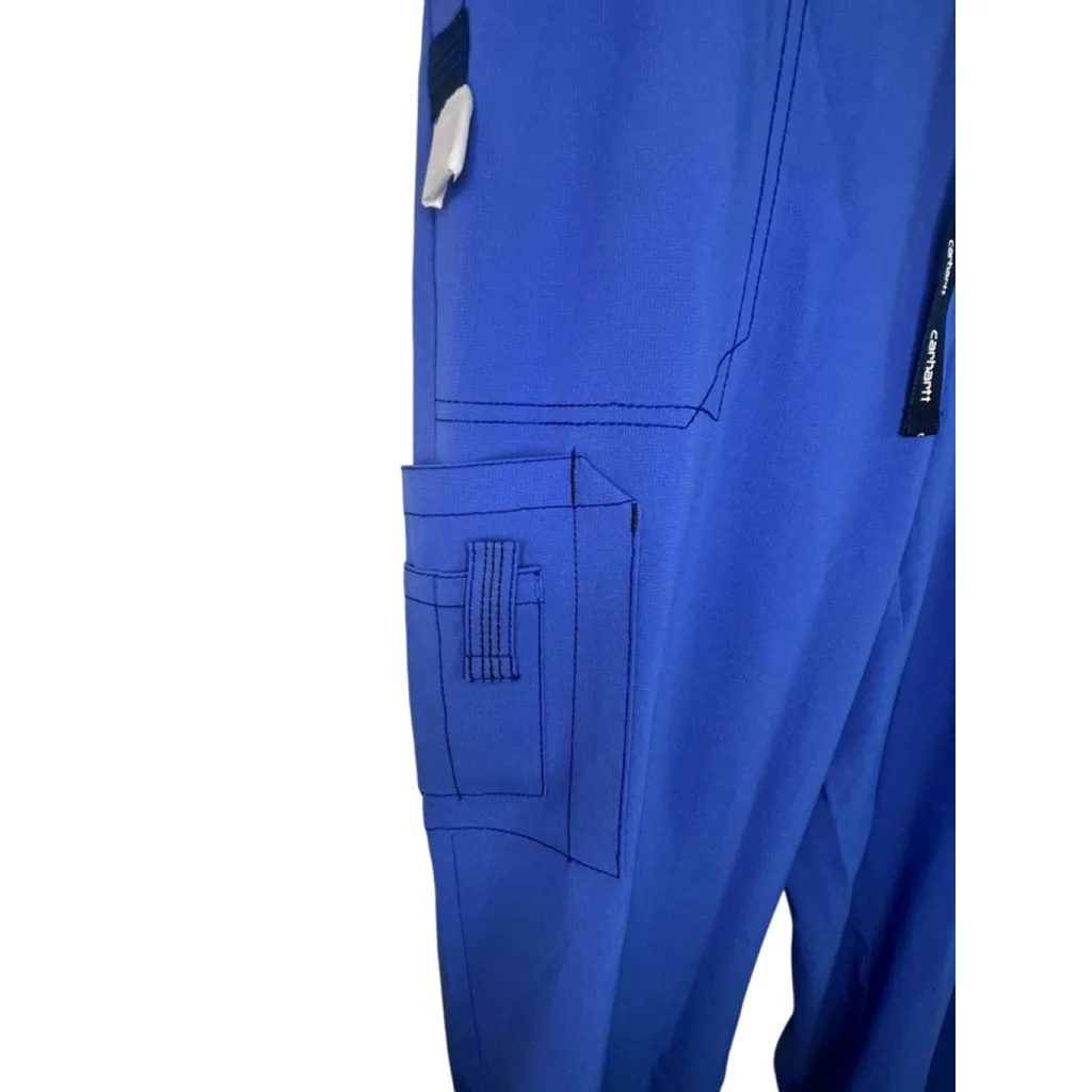 NWT Carhartt Royal Blue Cross Flex Cargo Drawstring Scrub Pants - Image 4