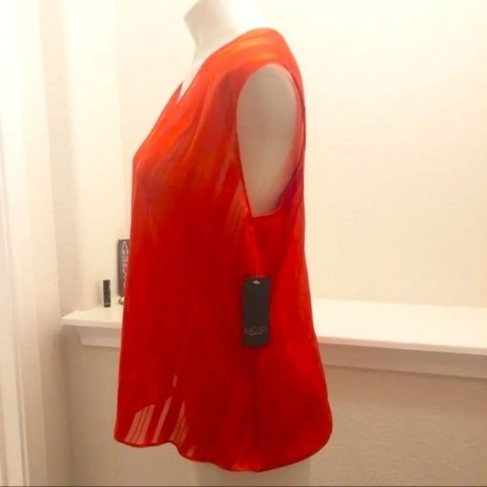 Rachel Roy Neon Tigerlily Burnout Silky Top, Red/Orange Size XL New w/Tag - Image 6