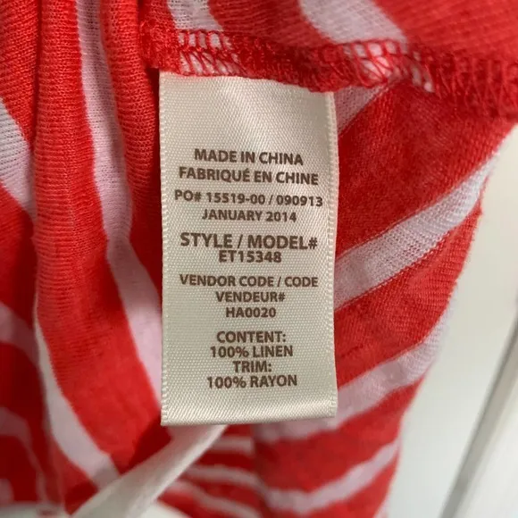 Ella Moss Keyhole Scoop Neck Red‎ Stripe Tank Top Medium - Image 4
