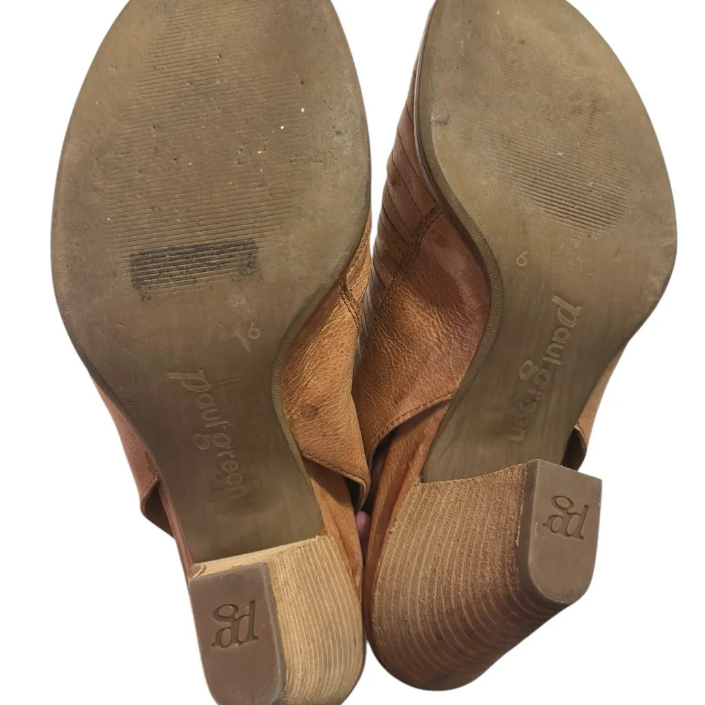 Paul Green Brown Leather Heels Booties Sz 6 - Image 8