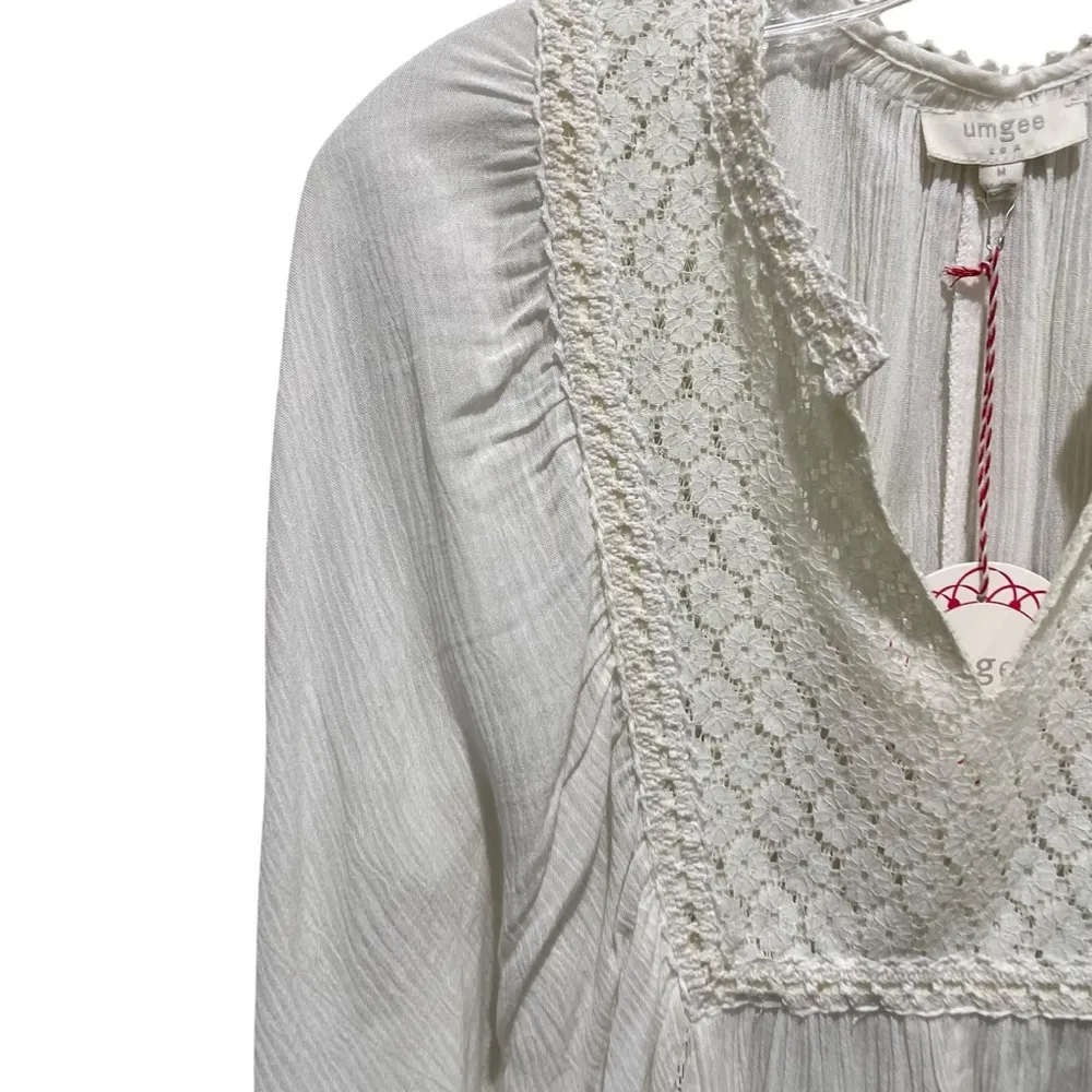 Umgee Lace Peasant Babydoll Tunic Off White Women’s Size Medium NWT - Image 5