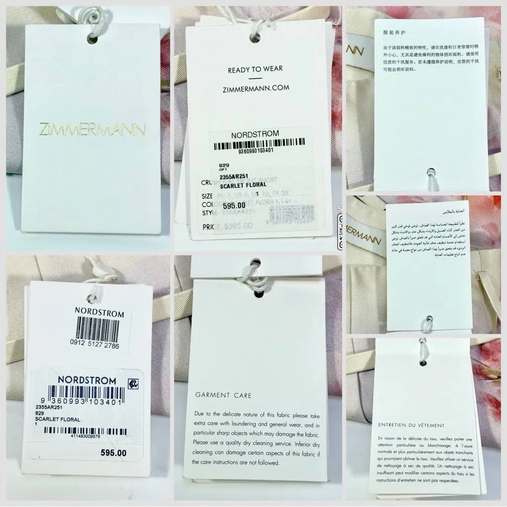 Zimmermann Crush Belted Twill Shorts US 6 Scarlett Floral Silk Cotton NWT AU 1 - Image 6