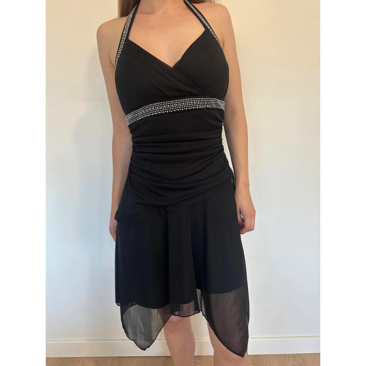Black Y2K Halter Rhinestone Party Dress - Image 6