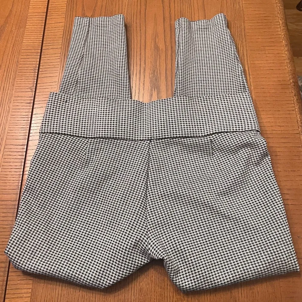 ZARA  Black & White Gingham Checkered Crop Leggings Button Details Side Zip Large - Image 14