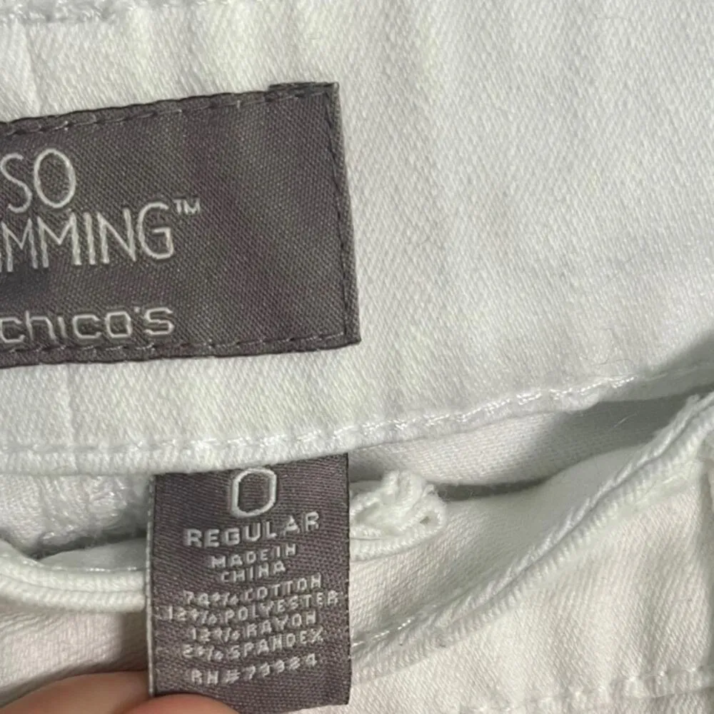 Chico's Women Jeans Size 0R S/4 White So Slimming Bootcut White Festival Resort - Image 4