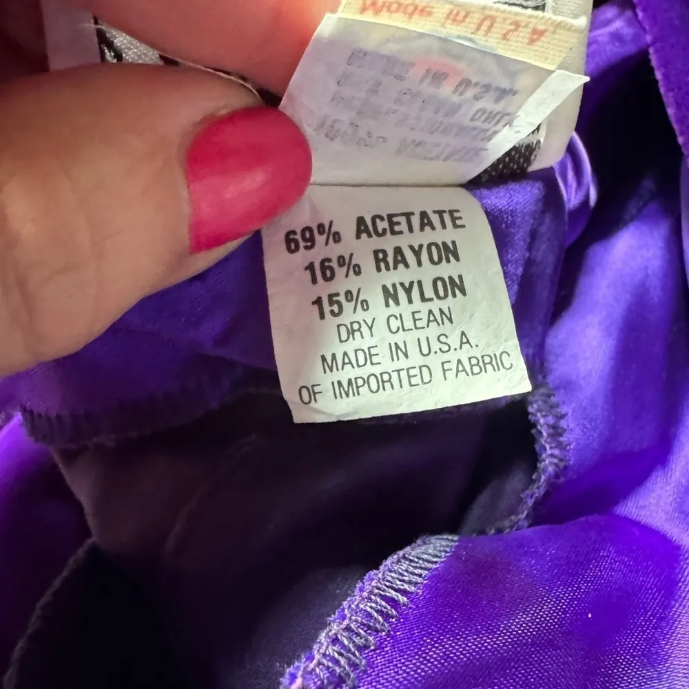 Vintage 80's Crushed Velvet Purple Party Dress Size 5 - Image 14