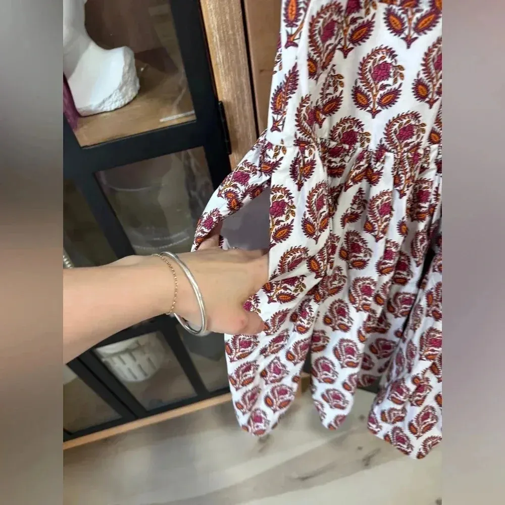 J. Crew block print dress Drop Waist Cotton Poplin Mini boat neck off shoulder 8 - Image 5