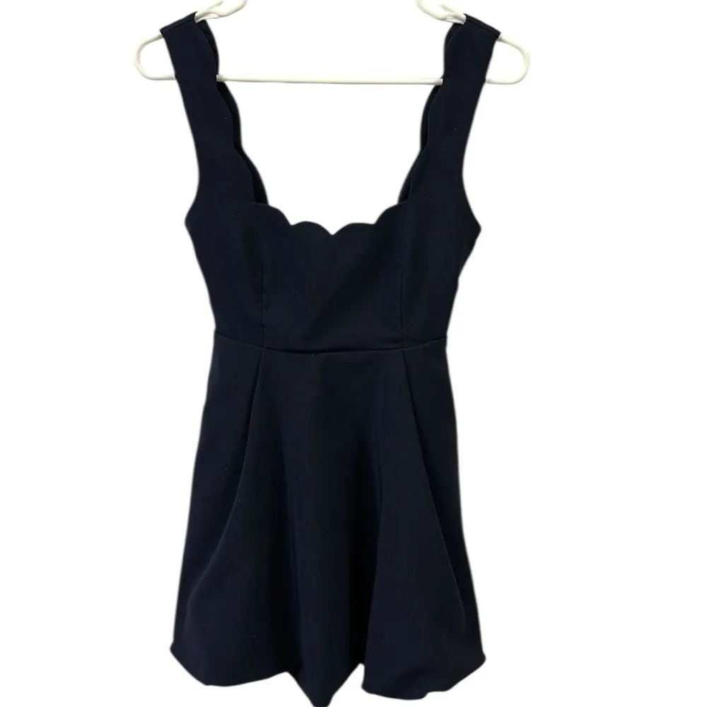 Nasty Gal Navy Blue Im Yours Scalloped Flirty Lined Pocket Mini Dress Womens XS - Image 9