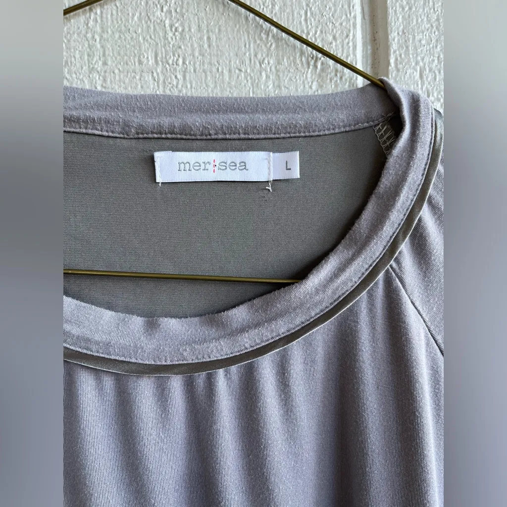 Mer•Sea Satin Back Long Sleeve Top – Gray | Size L Size L - Image 3