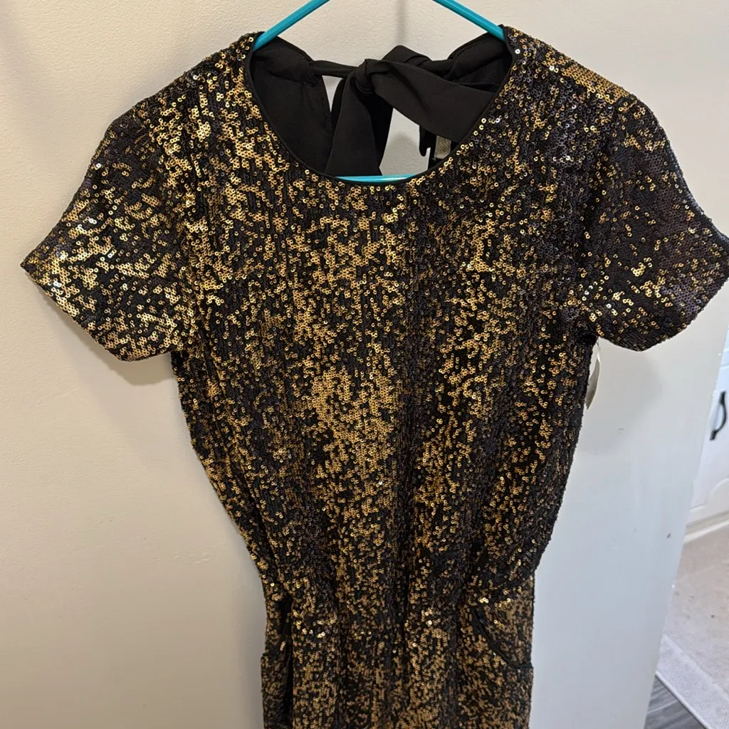 NWT Shoshanna Zena Black and Gold Sequin Romper - Image 5