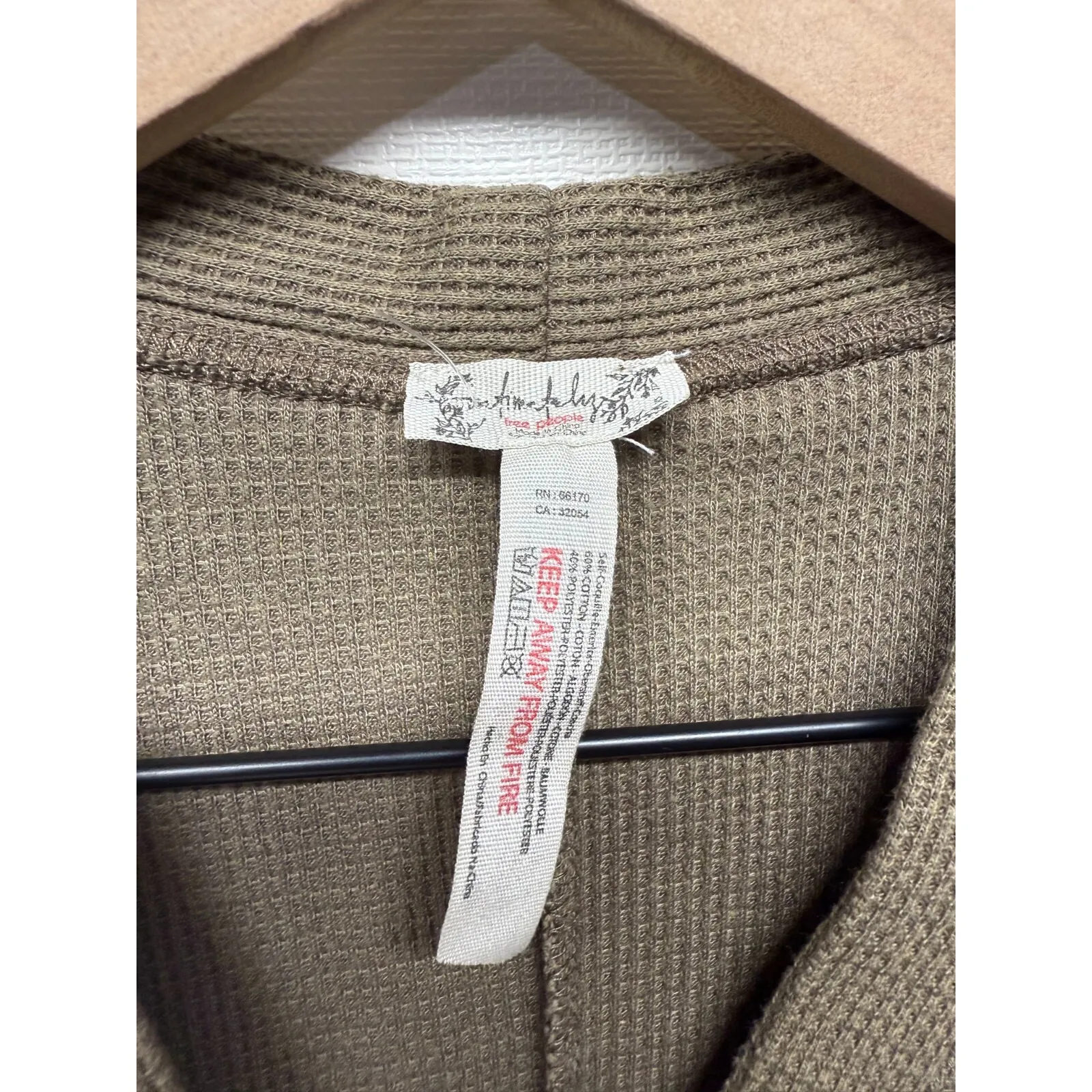 Free People Early Night Waffle Knit Romper Army Green XS Coastal Beach Boho‎ - Image 6