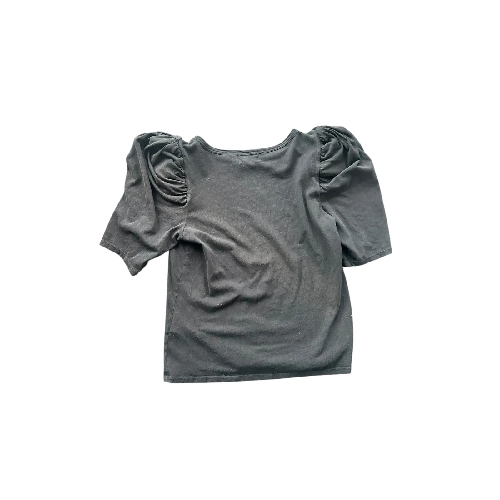 Nation Ltd Black Pima Cotton Linen Puff Sleeve Crew Neck Top Women's Size S - Image 8