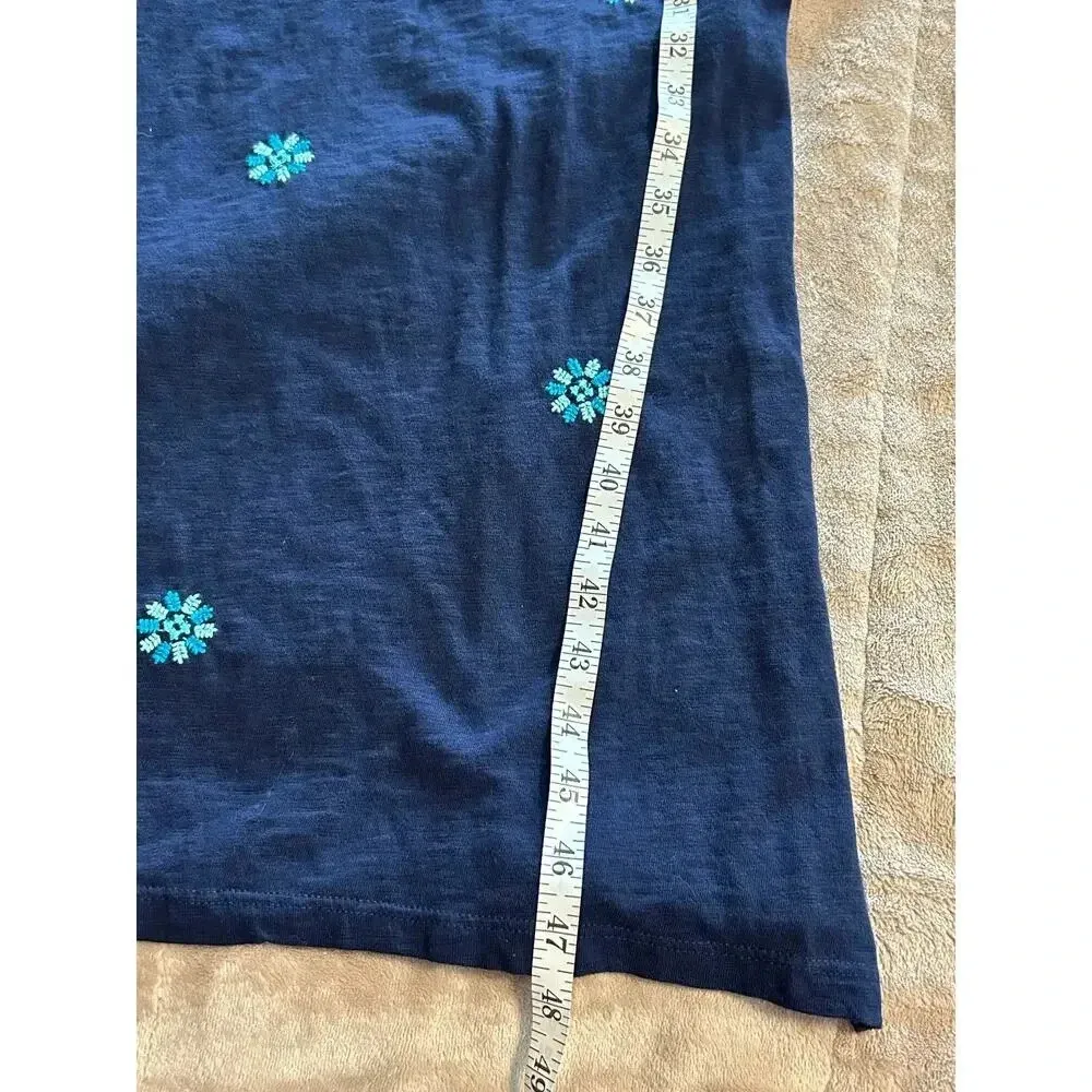 J. Jill Sleeveless Embroidered Dress Size Petite Small Navy Turquoise Tank Blue - Image 6