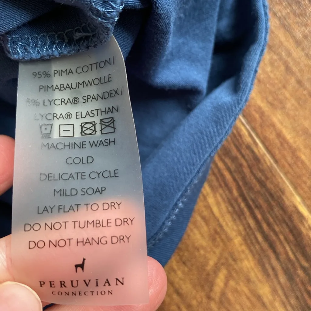 Peruvian Connection Pima Cotton Dark Slate Blue Soft Long Sleeve Top - Image 5