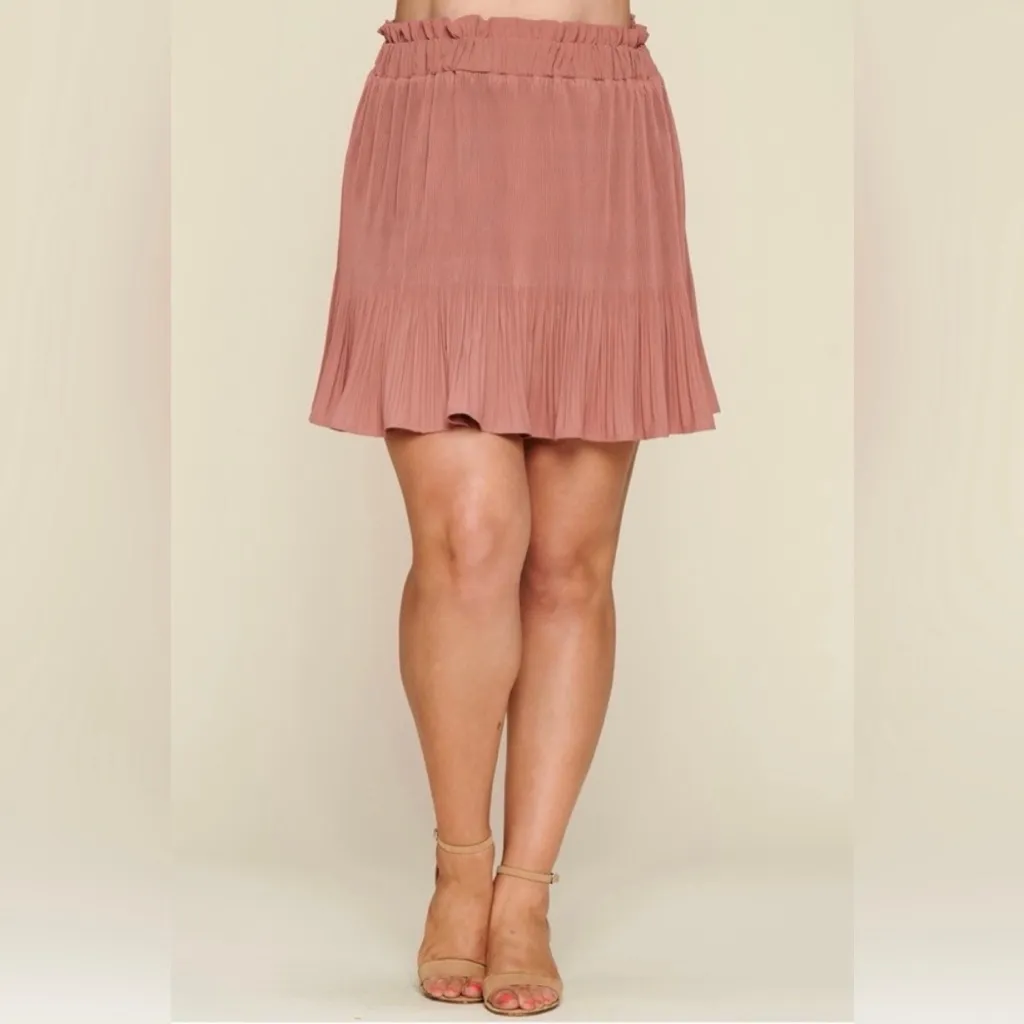 Oddi Pleated Solid Woven Pull On Mini Skirt Women's Plus Size Ash Rose 3X New - Image 6