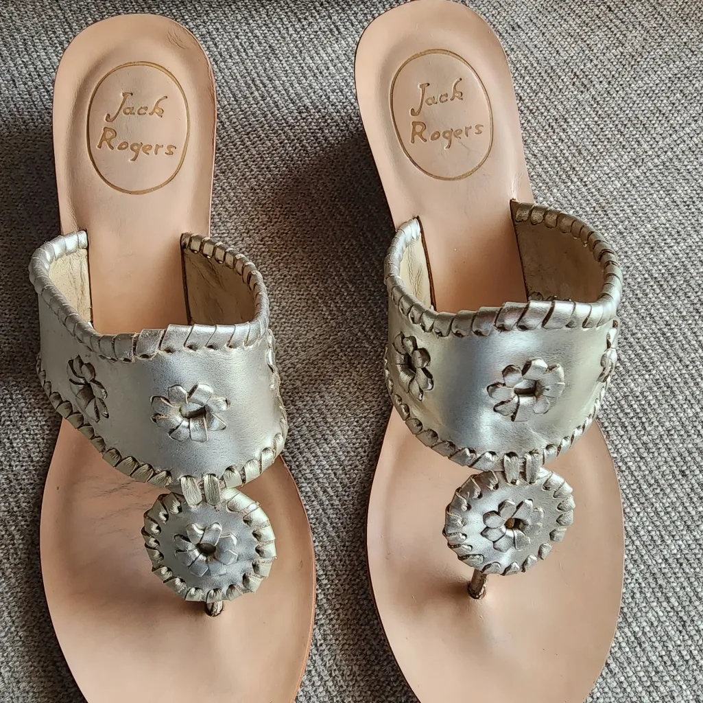 Jack Rogers Metallic Slip On Thong Wedges/ 7.5M-FIT LIKE SZ 7 - Image 2