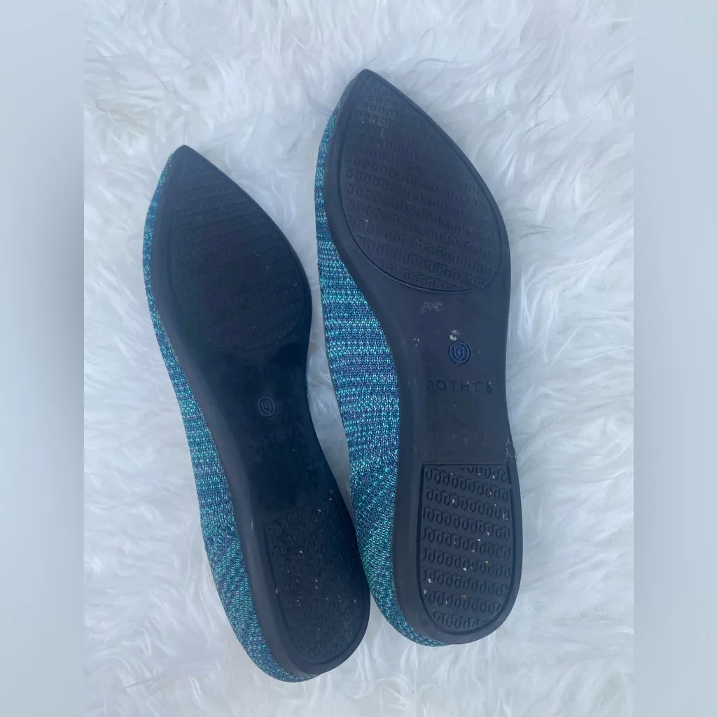 Rothy’s Aqua Heather The Point Flats SZ  8 Blue-Green - Image 7