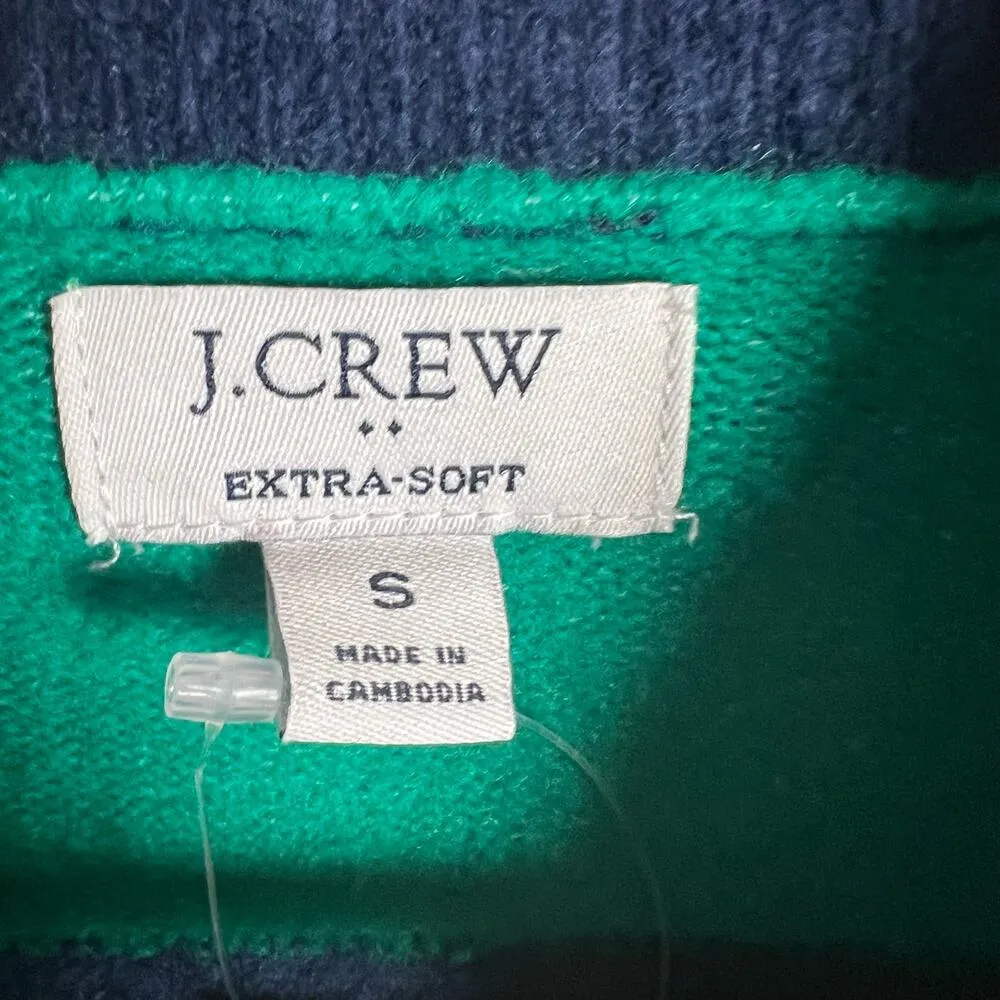 J.Crew Navy Blue Teal Rugby Stripe Mockneck Long Sleeve Pullover Sweater Size S - Image 11