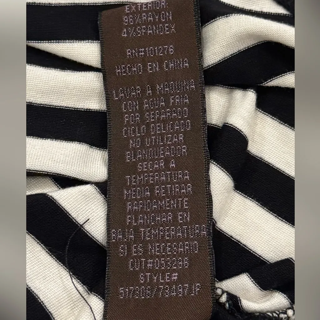 Trulli Black & White Stripe Fit & Flare Dress L Minimalist Coastal Chic Stretch Size L - Image 7