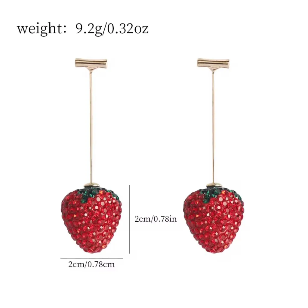 Strawberry Drop Earrings Red - Image 4