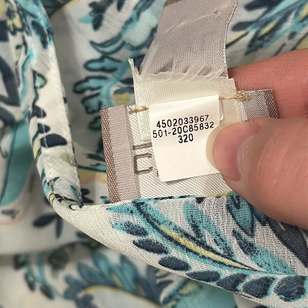 Chico's Relaxed Teal Blouse Sheer Chiffon Kimono Floral Boxy Slouchy Top sz L/XL - Image 7