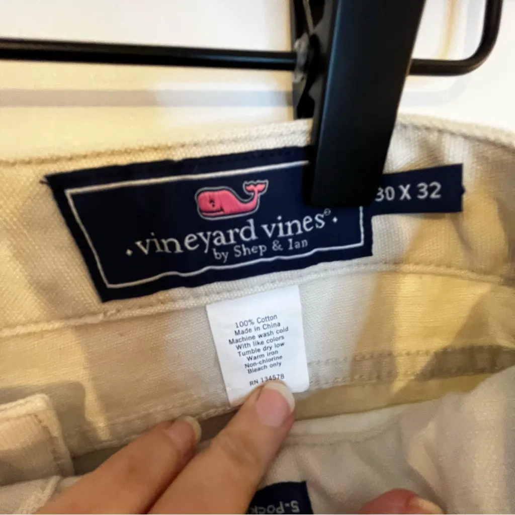 Vineyard Vines Cream Jeans 30x32 Straight Leg Coastal Beach Travel Shabby Chic - Image 4