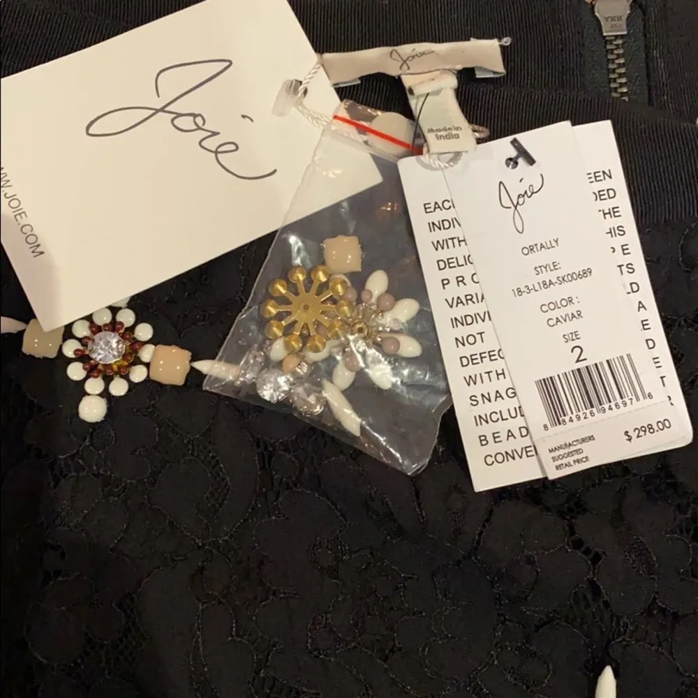 Joie Ortally black lace jeweled pencil skirt - Image 6