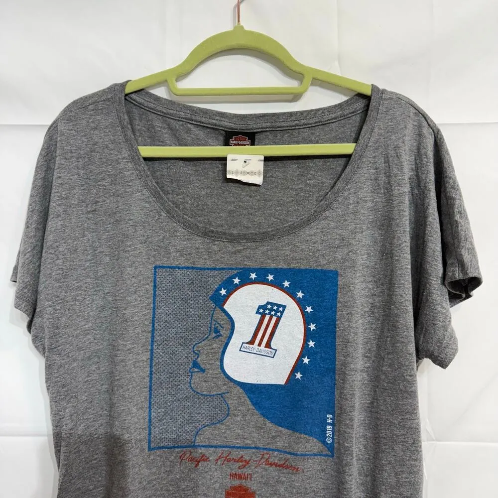Harley Davidson Gray Retro Graphic American Speed Racer Tee Sz L NWT - Image 3