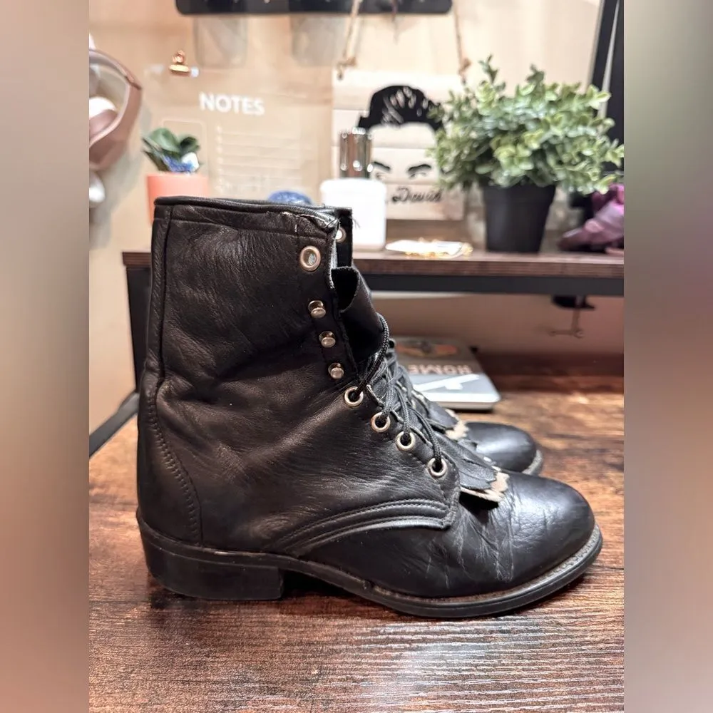 Vintage Laredo Black Kiltie Roper Boots size 8 - Image 2