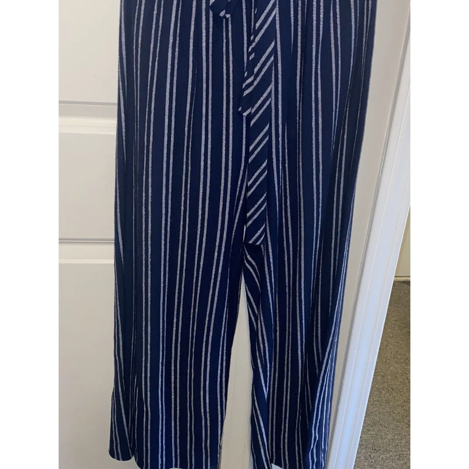 Caution To The Wind Striped Faux Wrap Tie-Back Jumpsuit Sz M Light Weight - Image 8