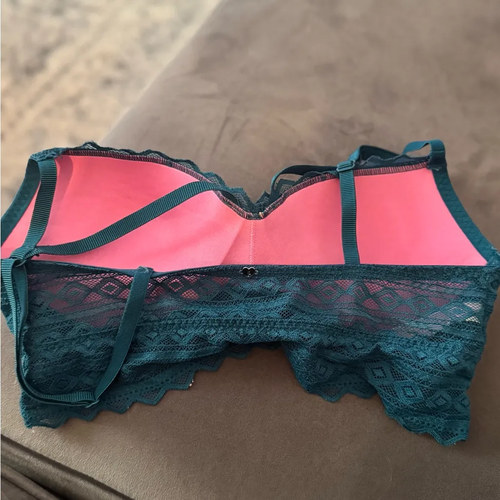 Victoria's Secret PINK Teal Lace Strappy Push-up Bralette - Image 6