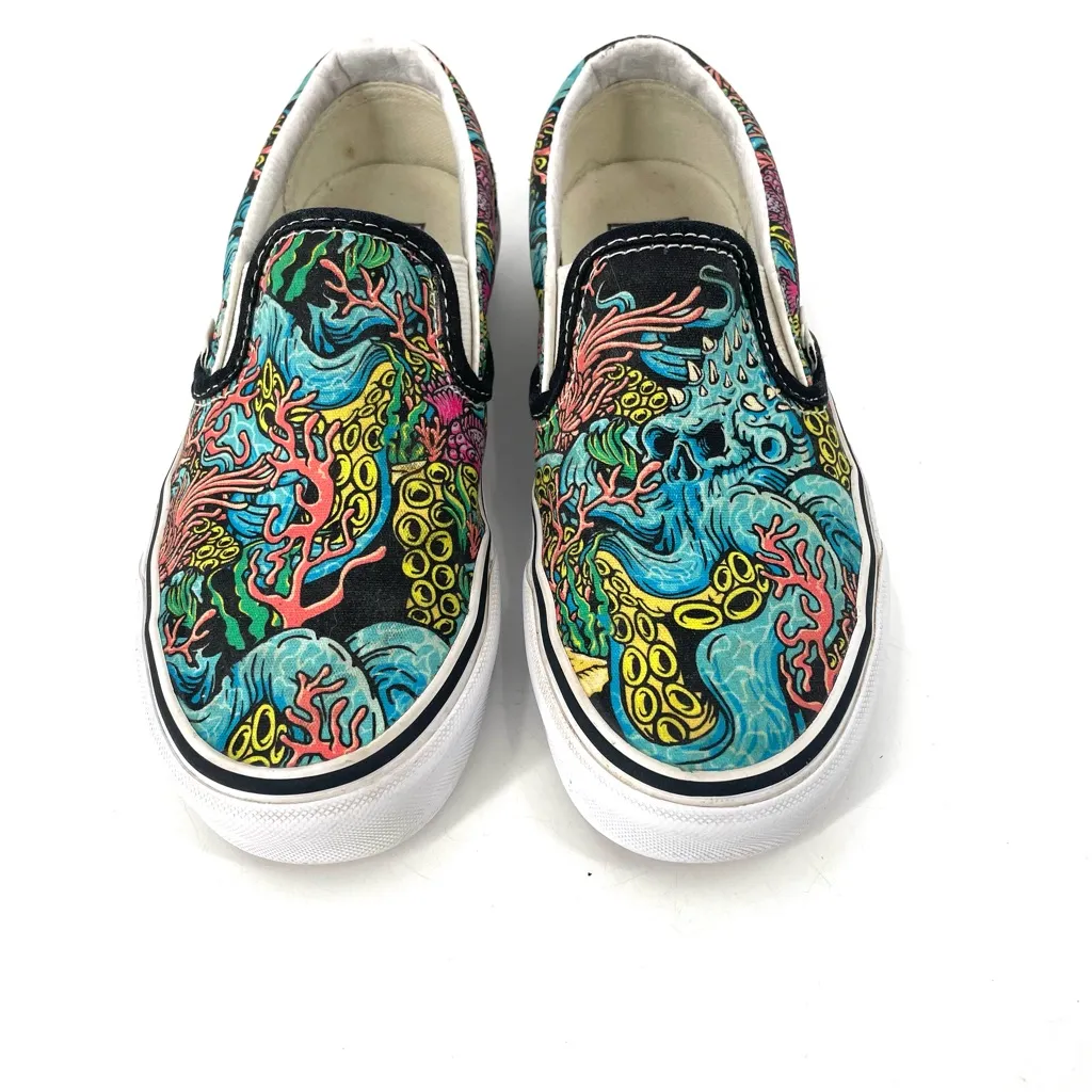 Vans Slip On Limited Edition Skull Spiked Octopus Ocean Coral Sneaker Shoe - Image 3