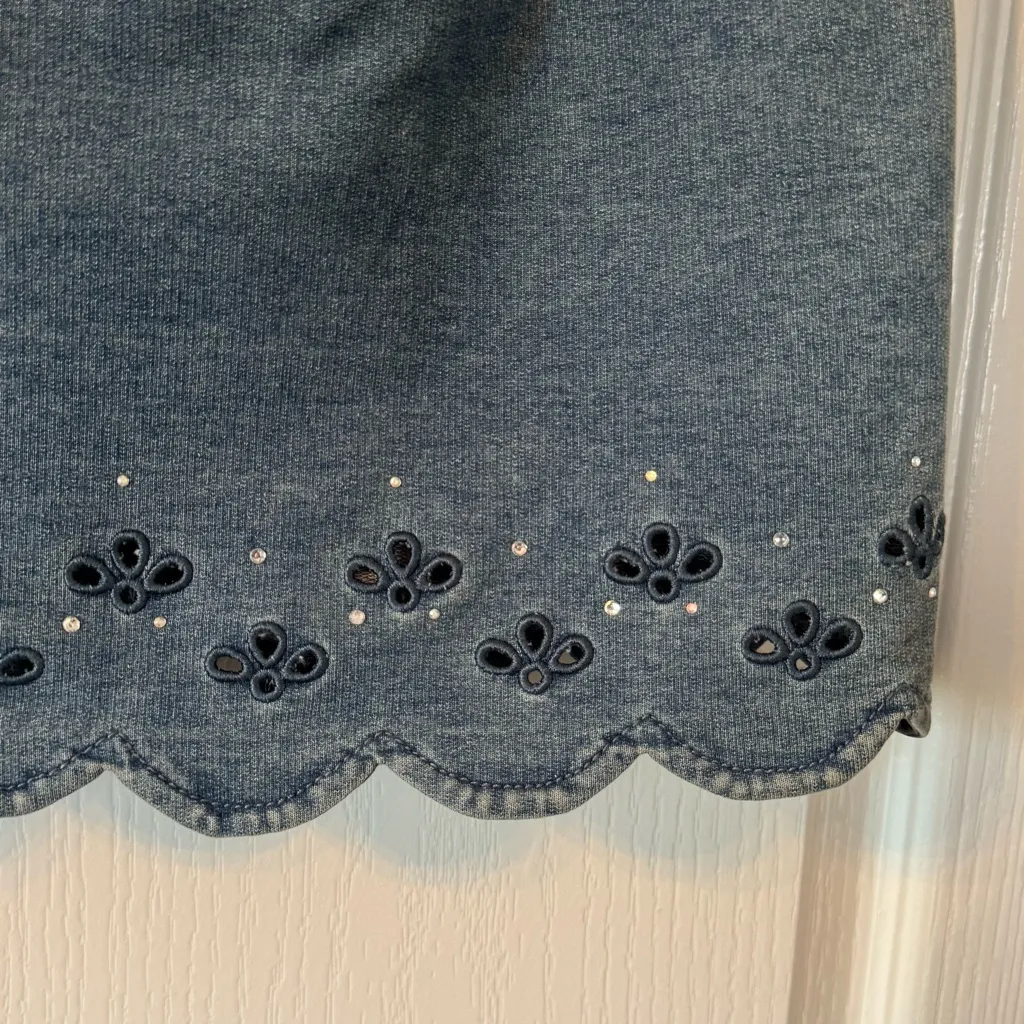 Quacker Factory Dream Jeannes Blue Denim Skort Embellished Stretch Small S - Image 5