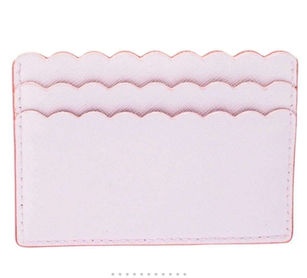 Kate Spade Coral and Pink Morris Lane Leather Card Holder with Scalloped Edge - Image 5