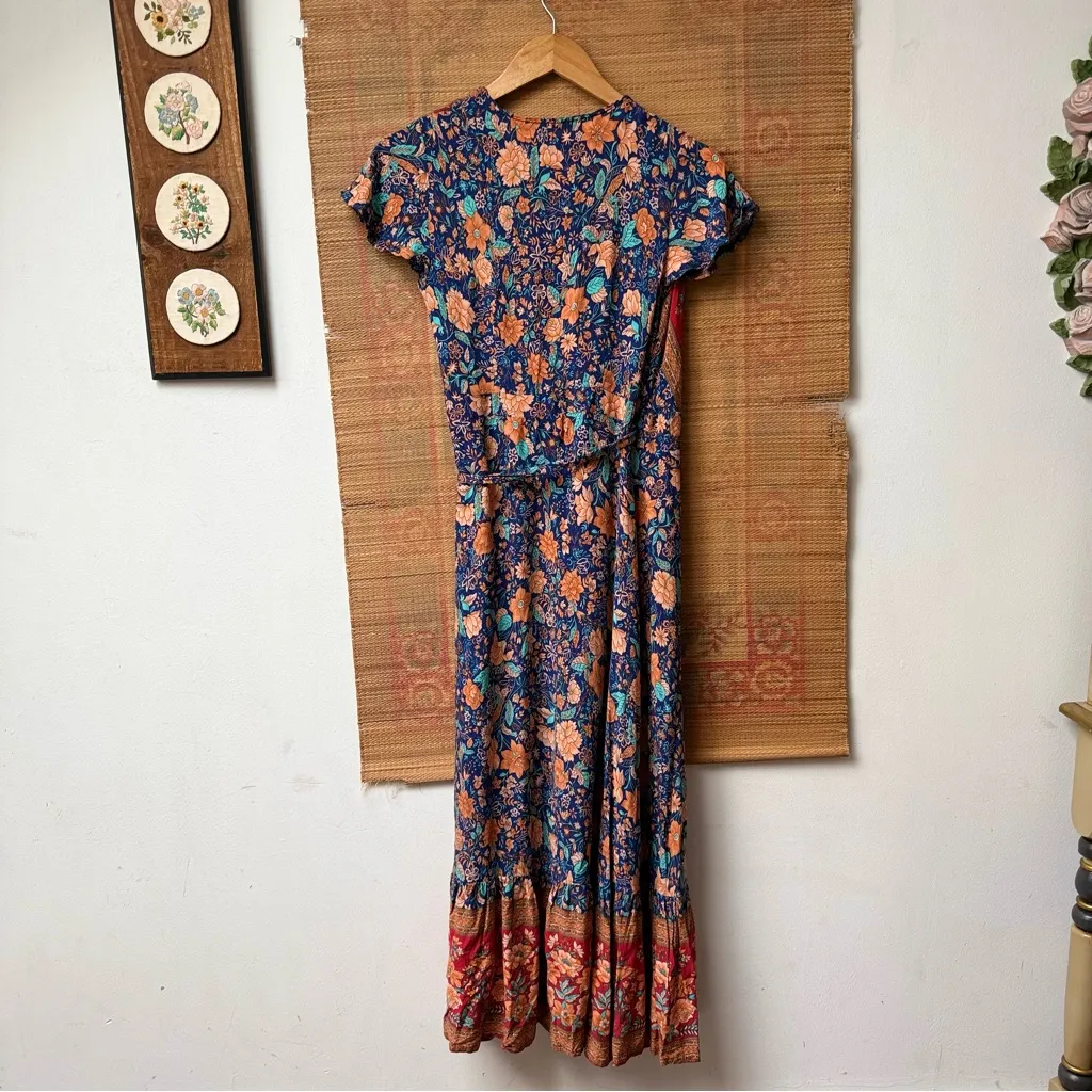 Saints + Secrets Boho Floral V Neck Wrap Midi Dress - Image 6
