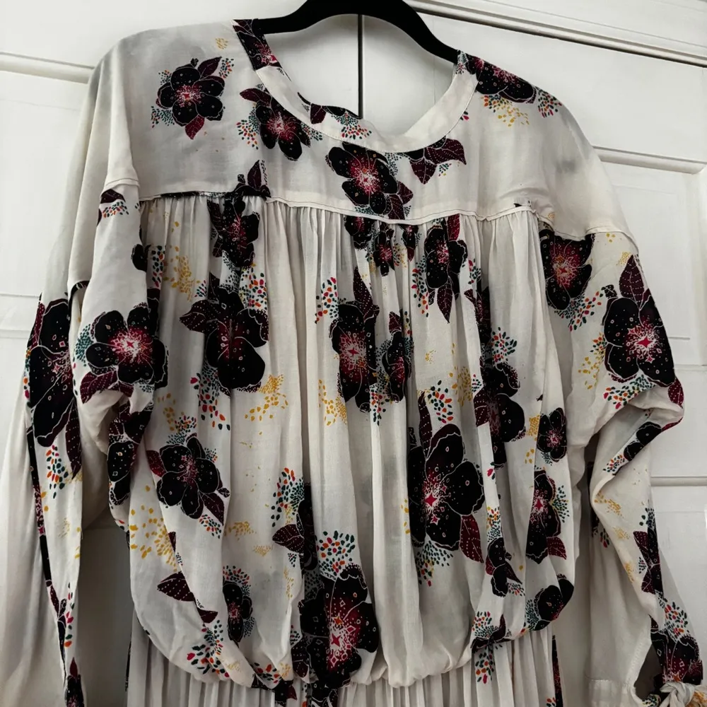 Free People Tuscan Dreams Tunic Size Small Flowy Floral Boho Bohemian Blouse EUC - Image 10