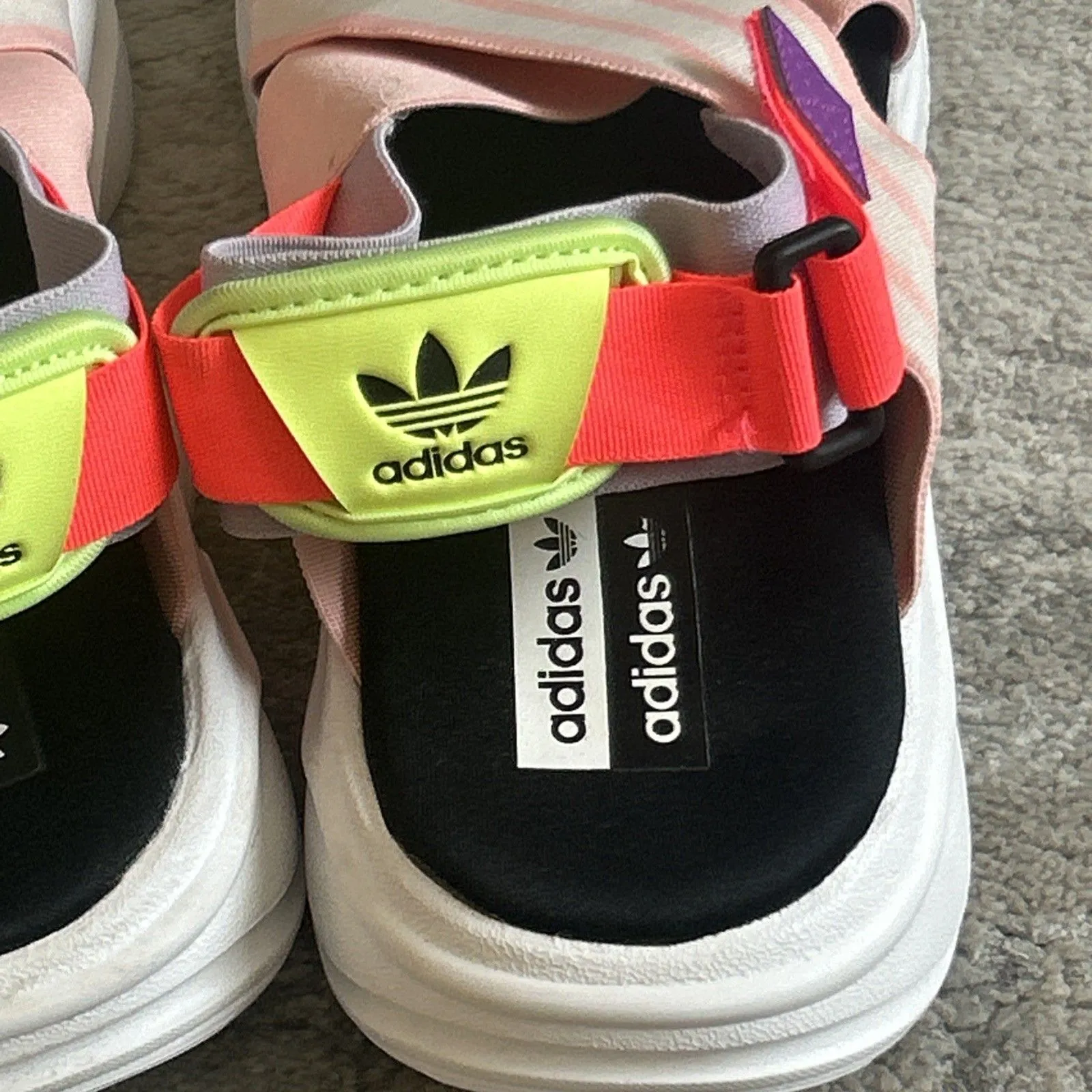Adidas Magmur Sandals Womens 6 Pink Neon Colorful Strappy Athletic Hook & Loop - Image 5