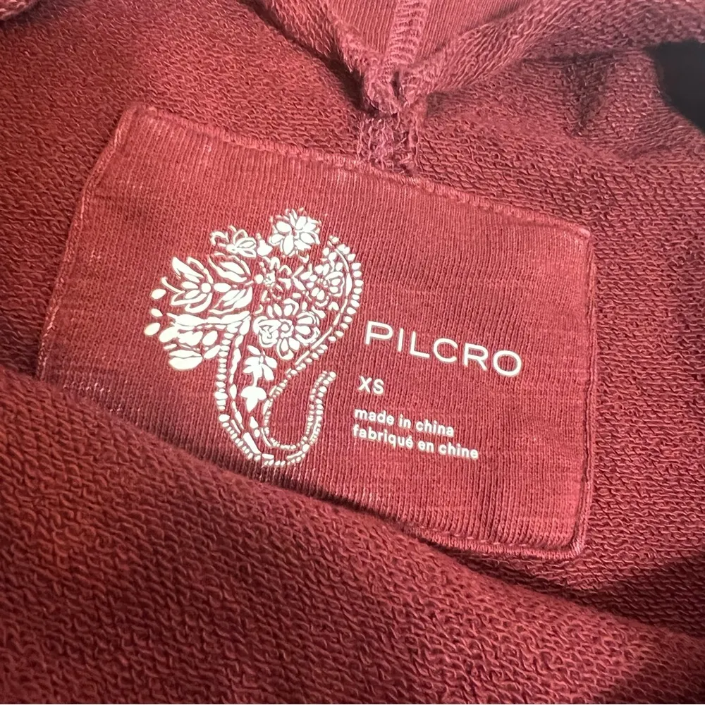 Anthropologie pilcro off the shoulder slouchy sweatshirt red mineral Sz XS - Image 8