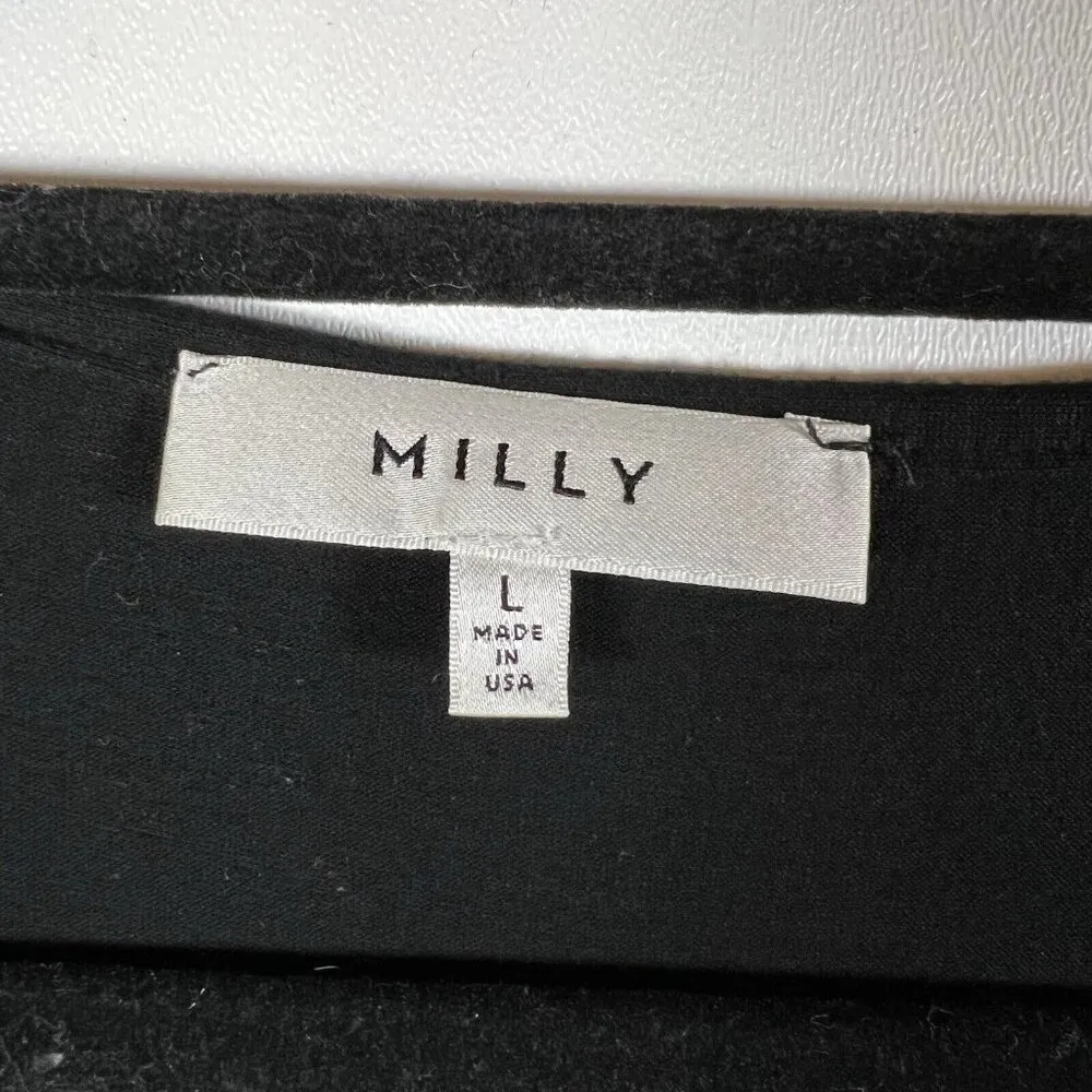 Milly Black Long Sleeve Shirt Front Patch And Pocket Women’s Size Large Designer - Image 5