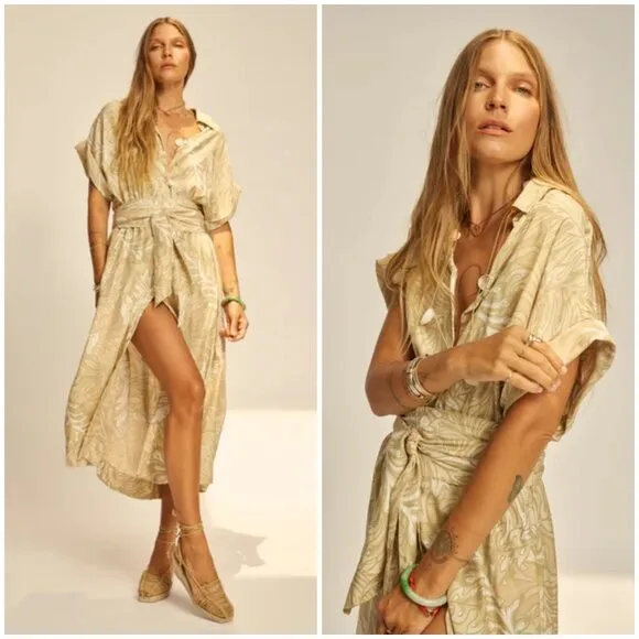 đź’•NATALIE MARTINđź’• Harper Maxi Dress ~ 100% Silk Jungle Print Agave Large L NWT - Image 2
