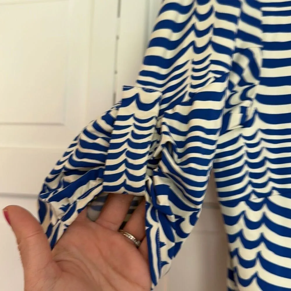 Ellie Kai blue and white waves boatneck sheath dress 4 Blue - Image 6