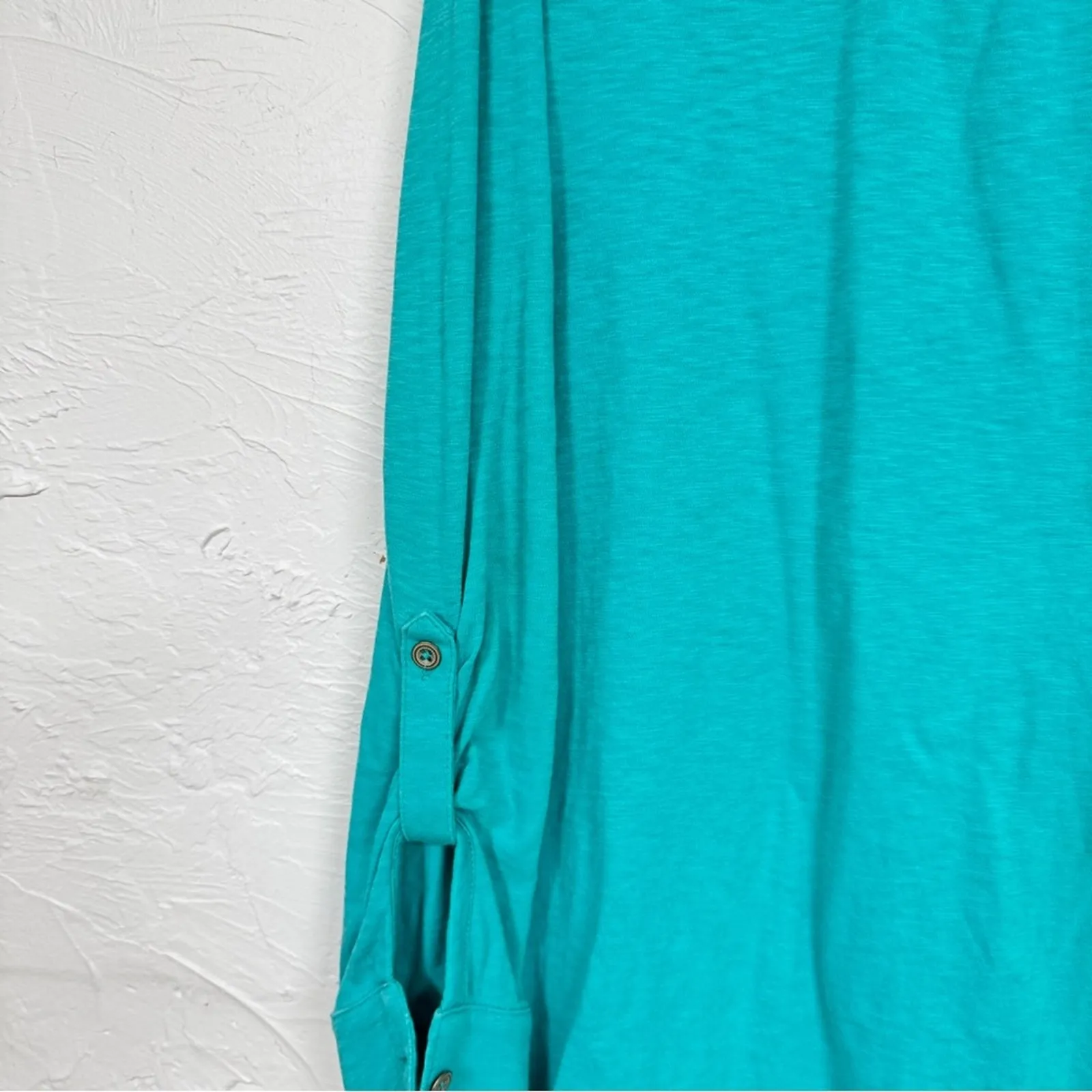 J Jill Teal Blue Long Sleeve Tee Shirt Womens XS Cotton Natural Fibers Casual Green - Image 9