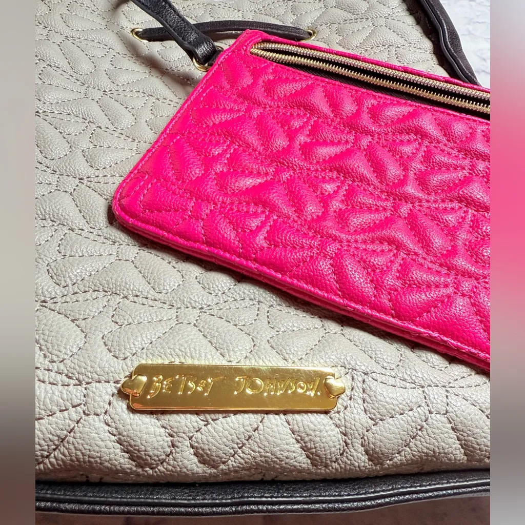 Betsey Johnson Sample: Quilted Tote Bag with Pink Bows and other Accents - Image 2