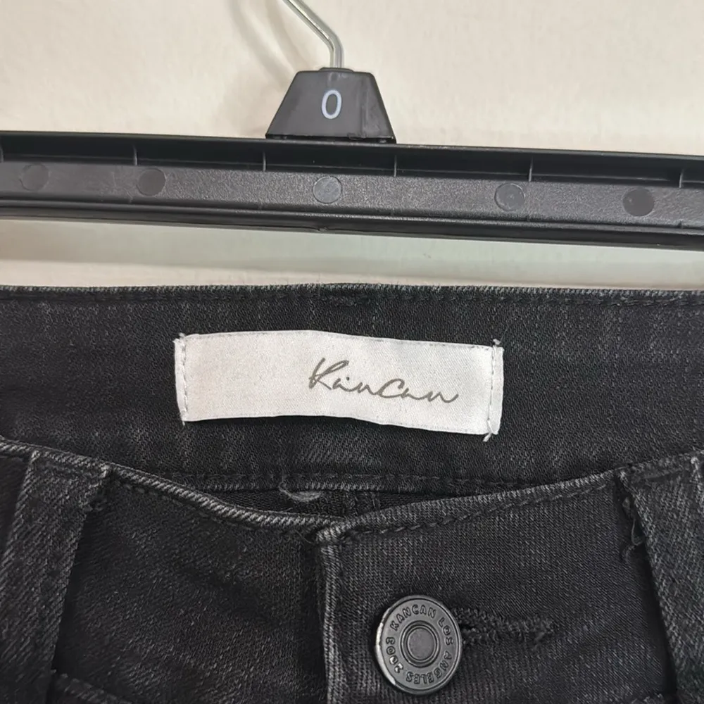 KanCan Hazy Mid Rise Ankle Skinny Jeans Distressed Fringe Hem Black Wash size 27 - Image 9