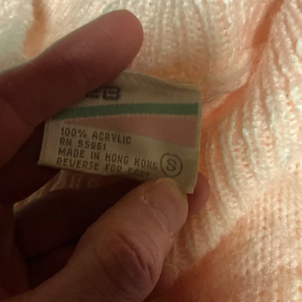 Vintage 1980s Deb Blush Pink Knit Sweater – Mock Neck Button Detail - Image 4